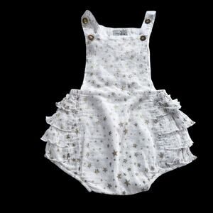 JusteCle girls muslin summer Romper gold stars size 12 months